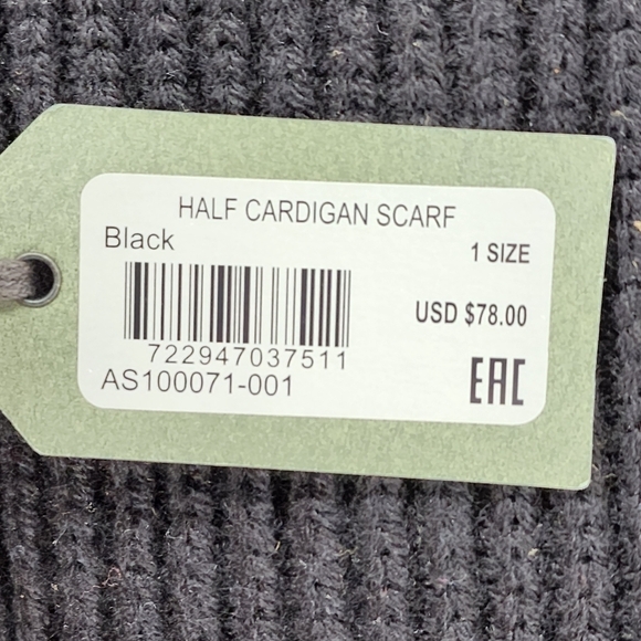 All Saints Women's Black Half Cardigan Scarf - OS - Picture 3 of 4